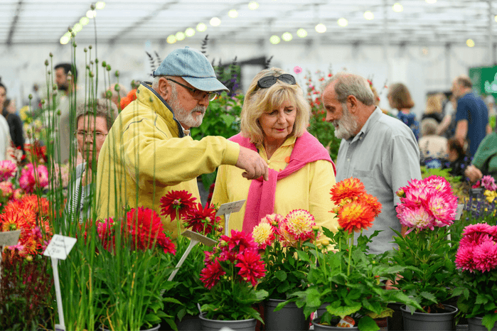 live hub page gw.com 2026 (3) bbc gardeners' world live visitors colourful inside the floral marquee shopping